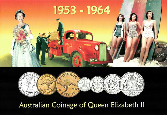 1963 Australian Coinage of Queen Elizabeth II Pre Decimal 6 Coin Year Set