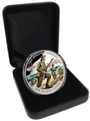 Solomon Islands 2015 $10 First World War Centenary Gallipoli Landing Silver Coloured Proof Coin