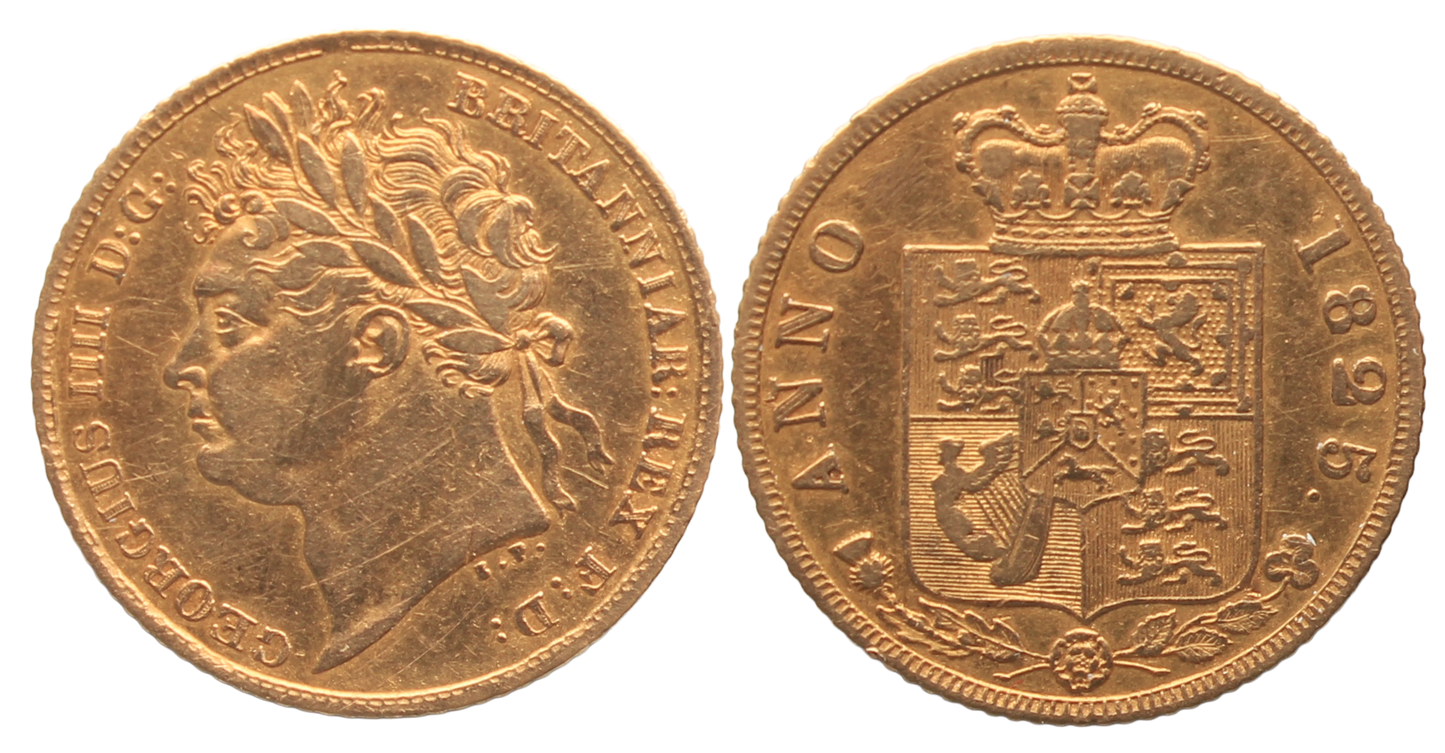 GB, 1825 George IV Half Sovereign VF
