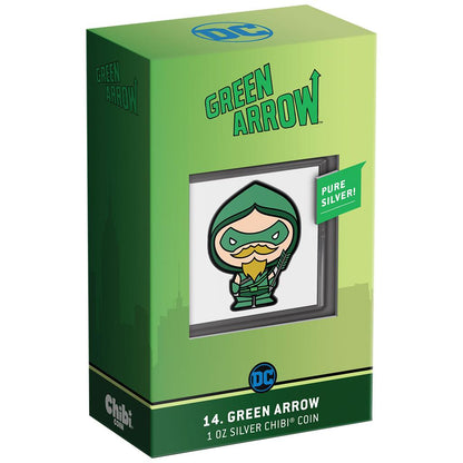 Niue 2022 $2 Chibi DC Comics Green Arrow Shaped 1oz Silver Proof Coin