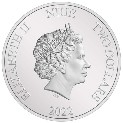 Niue 2022 $2 Harry Potter Golden Snitch Selectively Gold Plated 1oz Silver Proof Coin