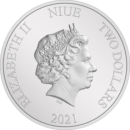 Niue 2021 $2 Harry Potter Season's Greetings 1oz Silver Coloured Proof Coin