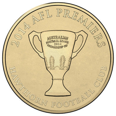 2014 $1 AFL Premiership Hawthorn Football Club Back To Back Premiers Uncirculated Coin