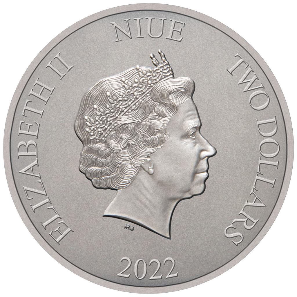 Niue 2022 $2 Harry Potter Hogwarts The Great Hall 1oz Silver Antiqued Coin