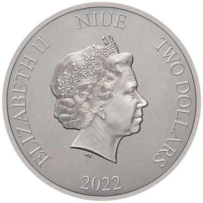 Niue 2022 $2 Harry Potter Hogwarts The Great Hall 1oz Silver Antiqued Coin