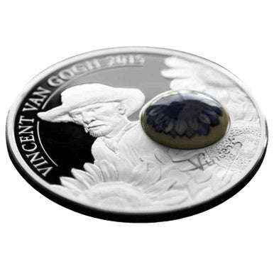 Cook Islands 2015 $10 Vincent Van Gogh with Royal Delft Earthenware Insert 50g Silver Proof Coin