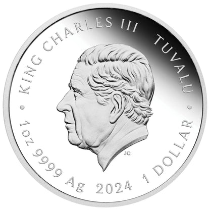 Tuvalu 2024 $1 James Bond 007 Daniel Craig 1oz Silver Proof Coloured Coin