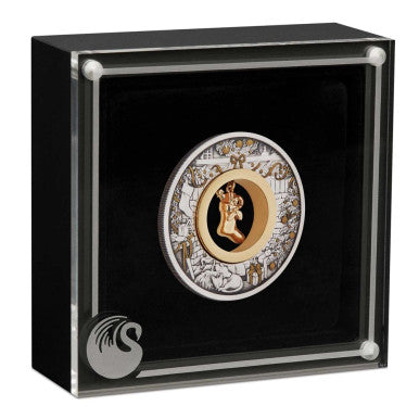 Tuvalu 2023 $2 The Night Before Christmas with Gold Plated Stocking Charm 2oz Silver Antiqued Coin