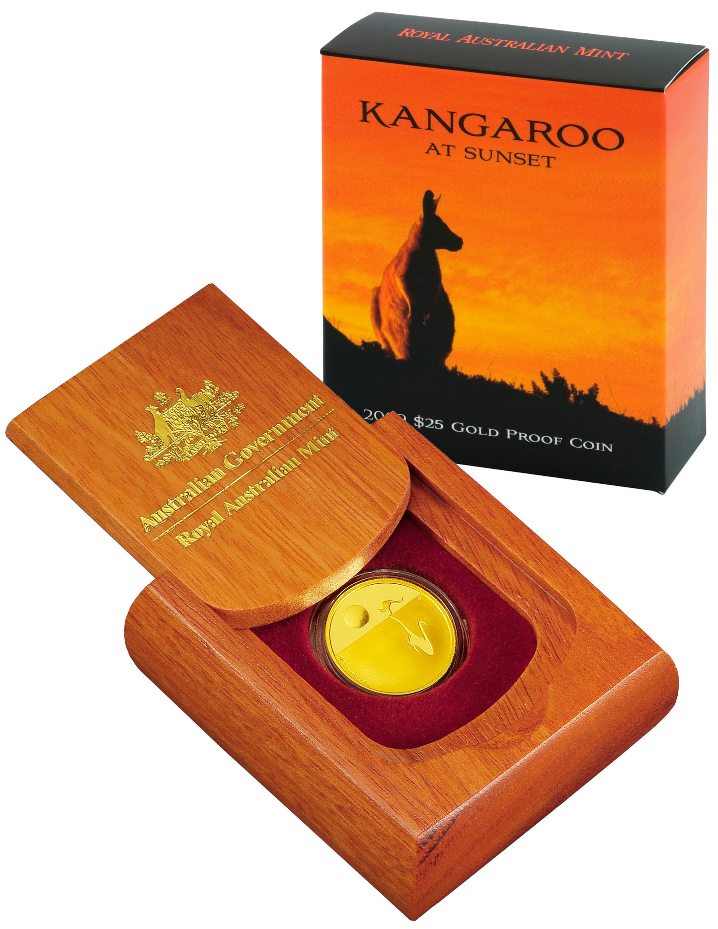 2012 $25 Kangaroo At Sunset 1/5oz Gold Proof Coin