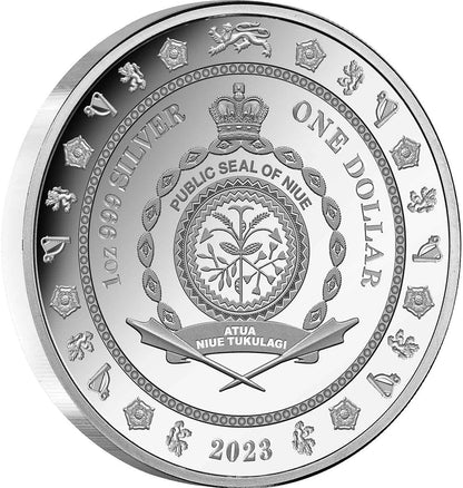 Niue 2023 $1 King Charles III Coronation Selectively Gold Plated 1oz Silver Proof Coin