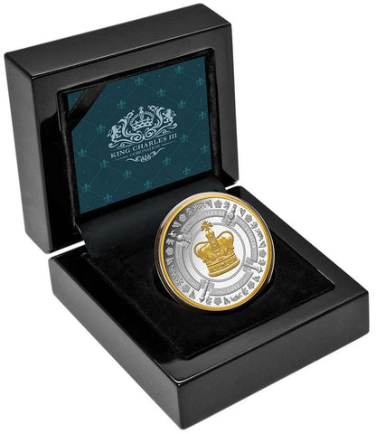 Niue 2023 $1 King Charles III Coronation Selectively Gold Plated 1oz Silver Proof Coin