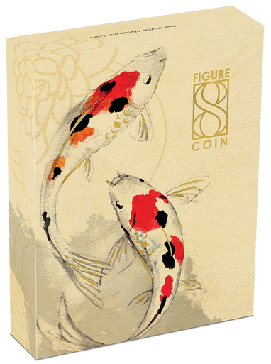 2019 $2 Figure 8 Koi Fish 2oz Silver Antiqued Shaped Coin