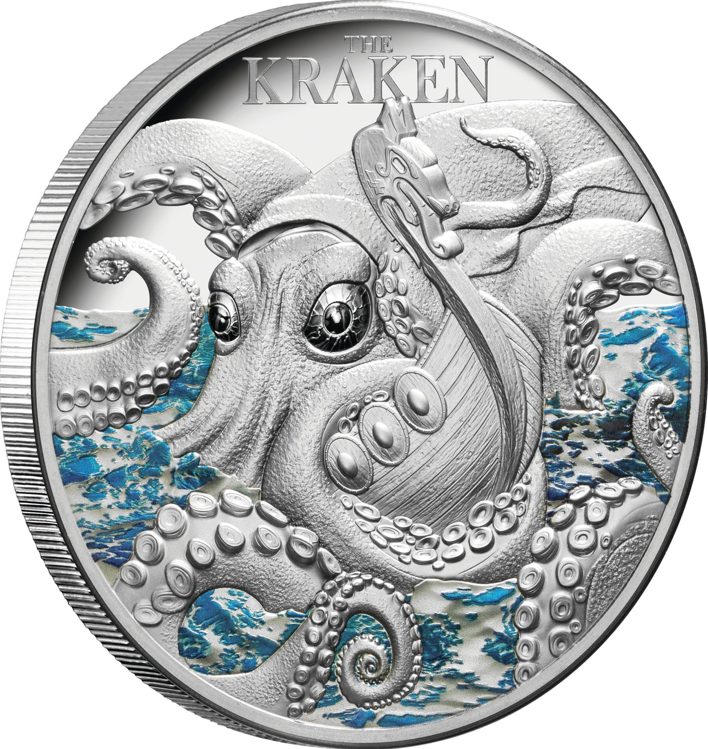 Niue 2023 $5 The Kraken 2oz Silver Coloured Proof Coin