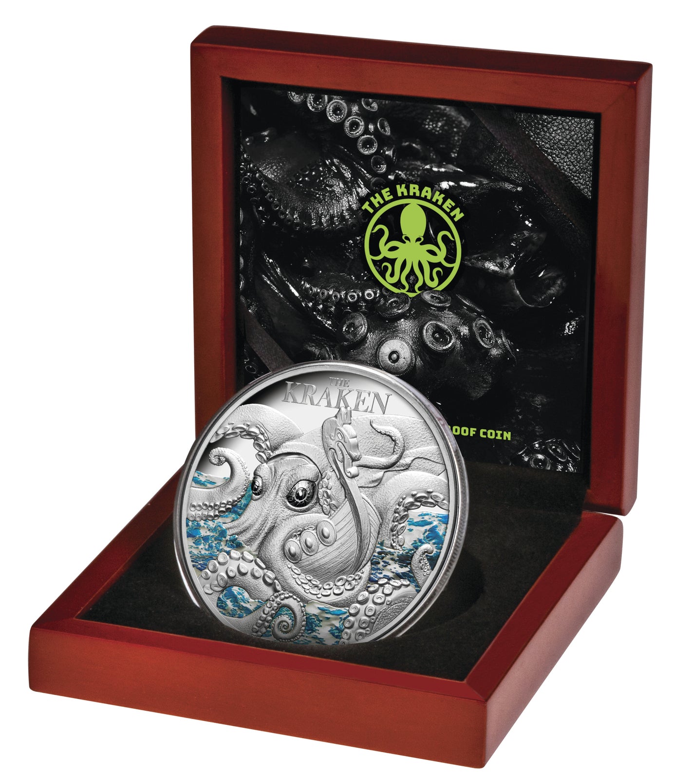 Niue 2023 $5 The Kraken 2oz Silver Coloured Proof Coin
