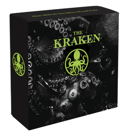 Niue 2023 $5 The Kraken 2oz Silver Coloured Proof Coin