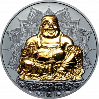Palau 2017 $10 Laughing Buddha 2oz Silver Gilded Coin