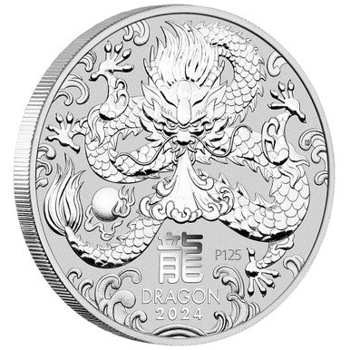 2024 $1 Lunar Year of The Dragon 1oz Silver BU Coin