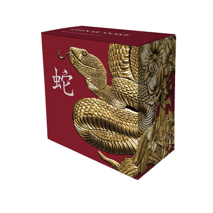 Niue 2025 $1 Lunar Snake Selectively Gold Plated 1oz Silver Black Proof Coin