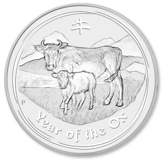 2009 $1 Lunar Year of The Ox 1oz Silver BU Coin