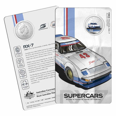 2020 50c 60 Years of Australian Supercars 1983 Mazda RX-7 Coloured Uncirculated Coin