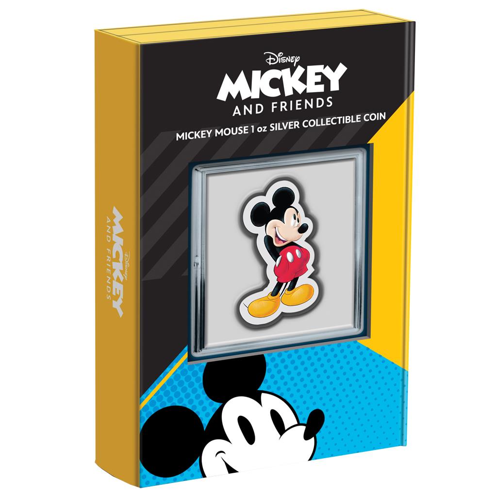 Niue 2021 $2 Disney Mickey and Friends Mickey Mouse Shaped 1oz Silver Coloured Proof Coin