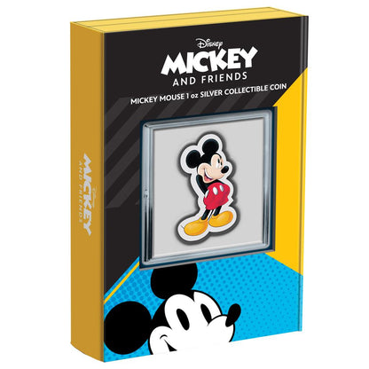 Niue 2021 $2 Disney Mickey and Friends Mickey Mouse Shaped 1oz Silver Coloured Proof Coin