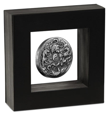 Tuvalu 2016 $2 Chinese Ancient Mythical Creatures 2oz Silver High Relief Antiqued Coin
