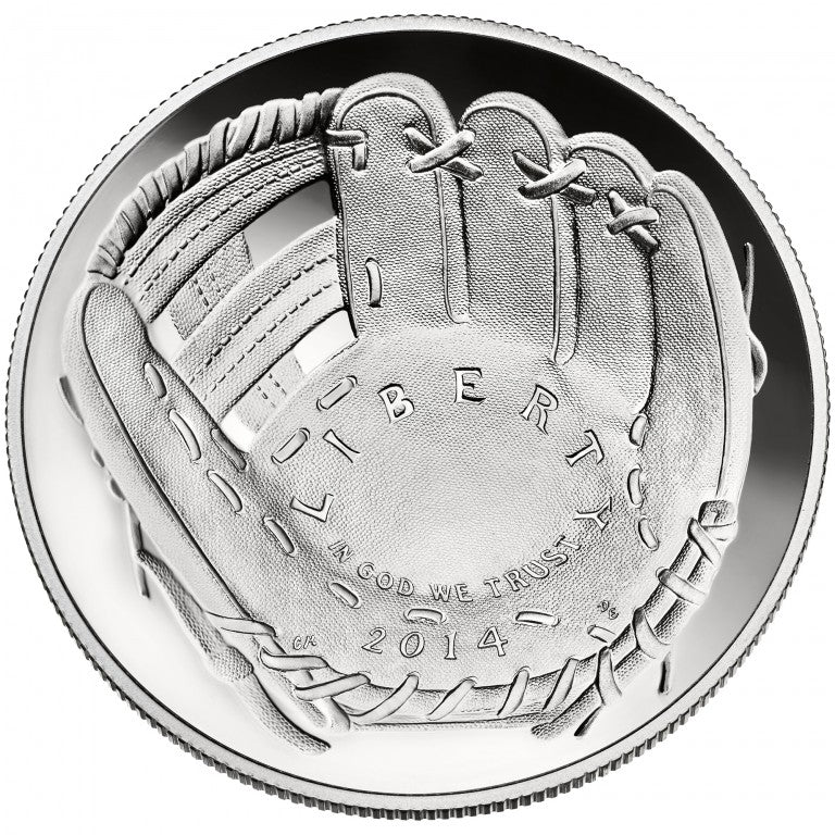 US 2014 $1 National Baseball Hall of Fame Silver Proof Coin