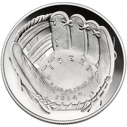 US 2014 $1 National Baseball Hall of Fame Silver Proof Coin