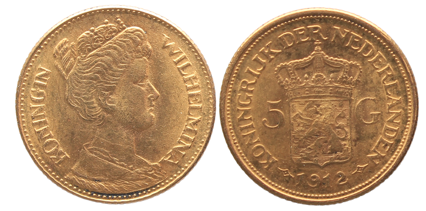 Netherlands, 1912 Five Gulden UNC