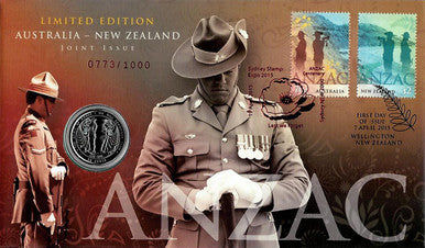 NZ 2015 50c ANZAC Australia-New Zealand Joint Issue Sydney Stamp Expo PNC