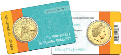 2016 50c Open Day 50th Anniversary of Decimal Currency Gold Plated Uncirculated Coin