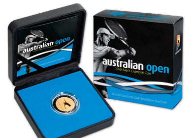 2012 $2 Australian Open 100th Men's Champion Selectively Gold Plated 1oz Silver Proof Coin