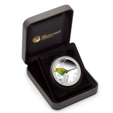 2013 50c Birds of Australia Budgerigar 1/2oz Silver Coloured Proof Coin