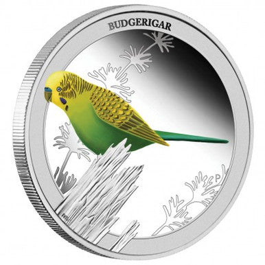 2013 50c Birds of Australia Budgerigar 1/2oz Silver Coloured Proof Coin