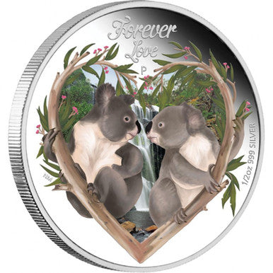 Tuvalu 2012 50c Forever Love Koala 1/2 Silver Coloured Proof Coin