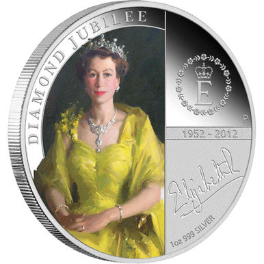 2012 $1 Diamond Jubilee Her Majesty Queen Elizabeth 1oz Silver Coloured Proof Coin