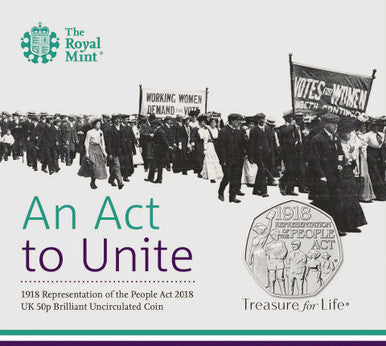 UK 2018 50p 1918 Representation of The People Act Uncirculated Coin