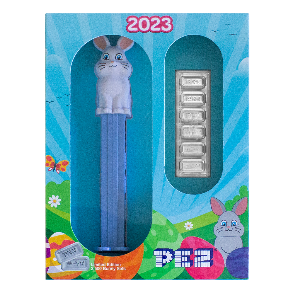 Pamp 2023 Pez Bunny 5g Silver Wafers and Dispenser Gift Set