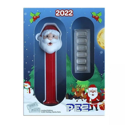 Pamp 2022 Pez Holiday Santa 5g Silver Wafers and Dispenser Gift Set