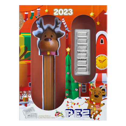 Pamp 2023 Pez Reindeer 5g Silver Wafers and Dispenser Gift Set
