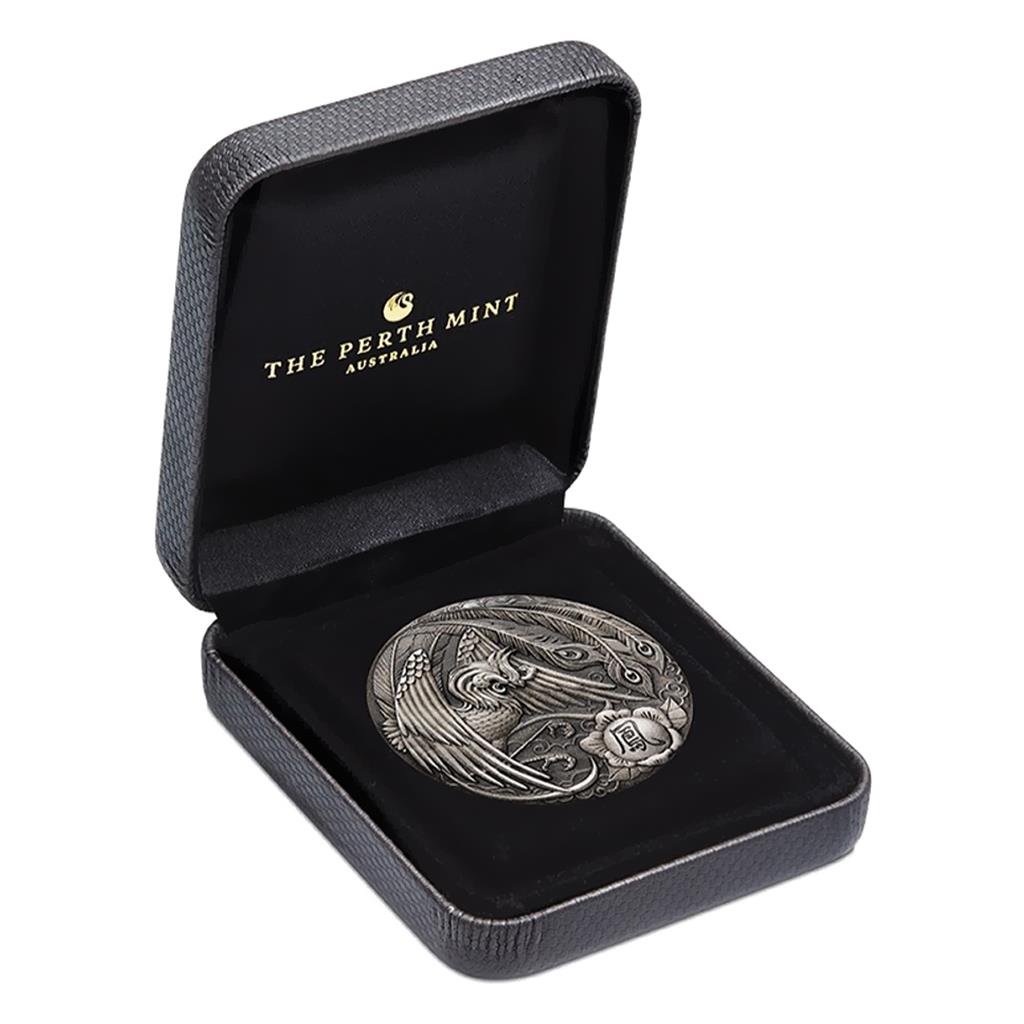 Tuvalu 2018 $2 Chinese Mythical Creatures Phoenix 2oz Silver Antiqued Coin