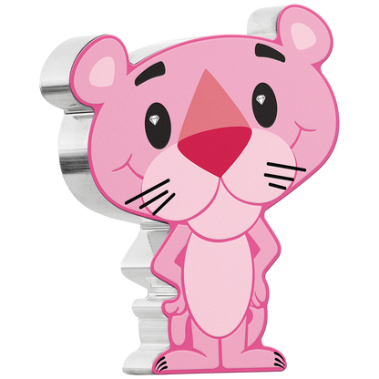 Tuvalu 2024 $1 Minted Mini 60 Years Pink Panther Shaped 1oz Silver Coloured Coin