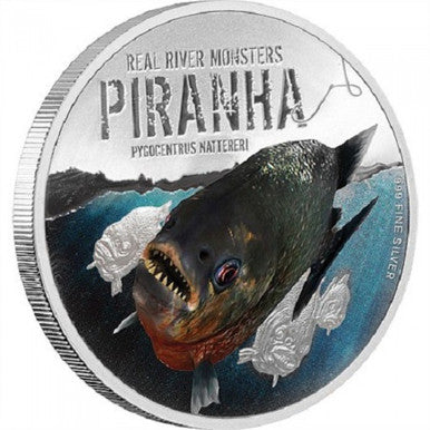 Niue 2013 $2 Real River Monsters Piranha 1oz Silver Coloured Proof Coin