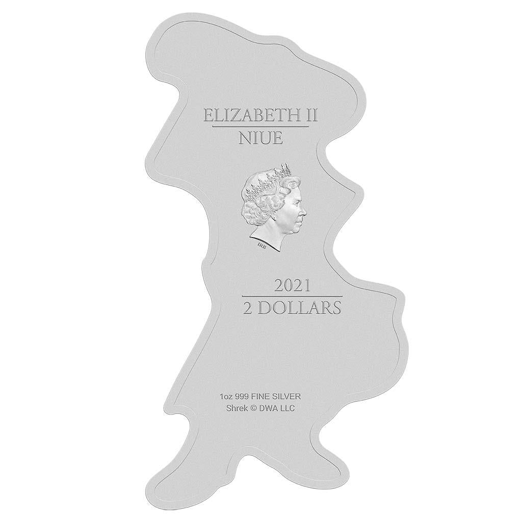Niue 2021 $2 Shrek 20th Anniversary Puss In Boots 1oz Silver Coloured Shaped Proof Coin