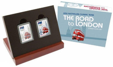 2012 60c Australian Olympic Team The Road To London 1/2oz Silver Proof Coin and Stamp Set
