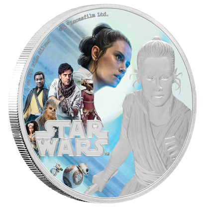Niue 2019 $2 Star Wars The Rise of Skywalker Rey 1oz Silver Coloured Proof Coin