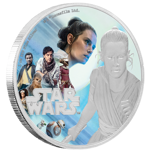 Niue 2019 $2 Star Wars The Rise of Skywalker Rey 1oz Silver Coloured Proof Coin