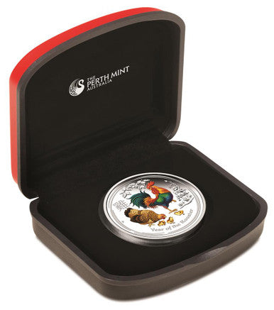 2017 $1 Lunar Year of The Rooster 1oz Silver Coloured Proof Coin