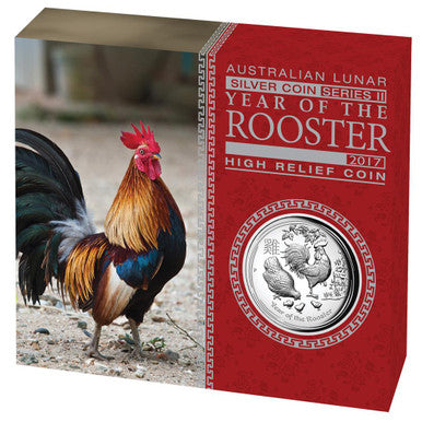 2017 $1 Lunar Year of The Rooster 1oz Silver High Relief Proof Coin